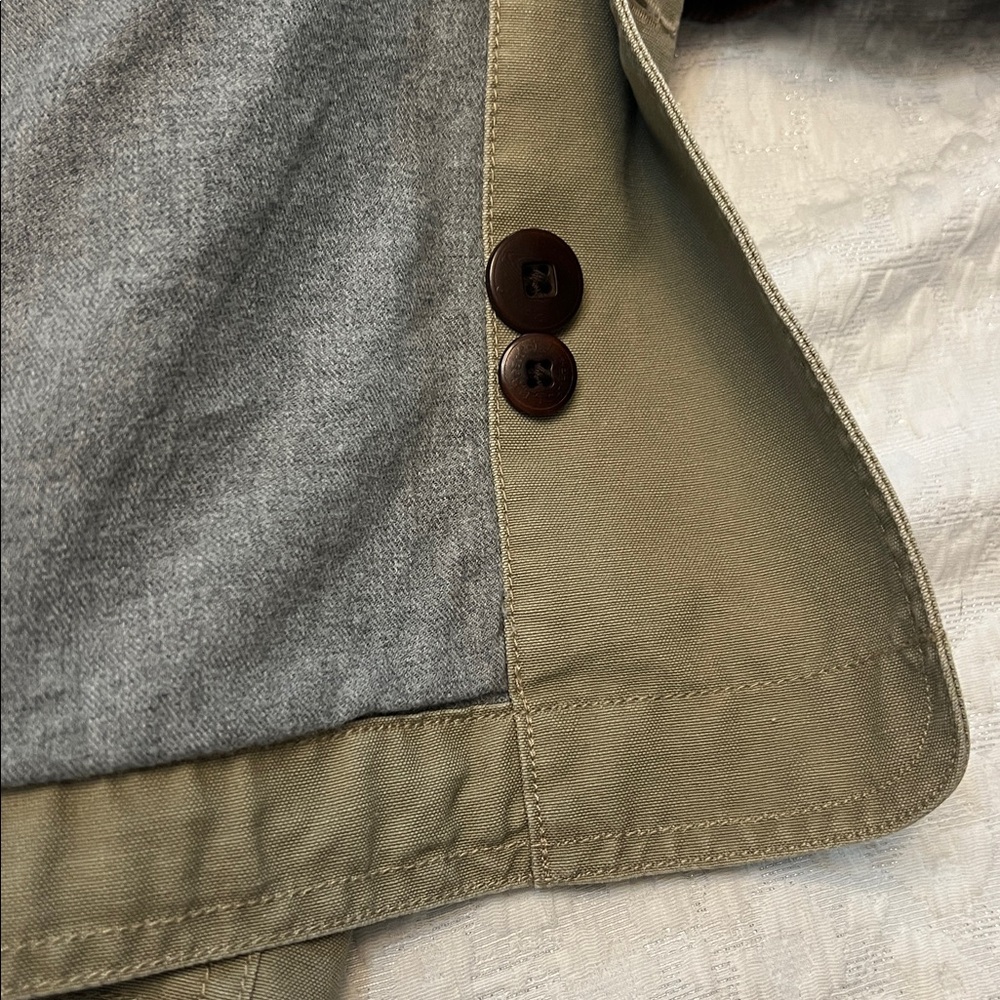L.L.BEAN MENS COTTON TAN BARN COAT WITH CORDUROY COLLAR SIZE LARGE - Picture 9 of 12